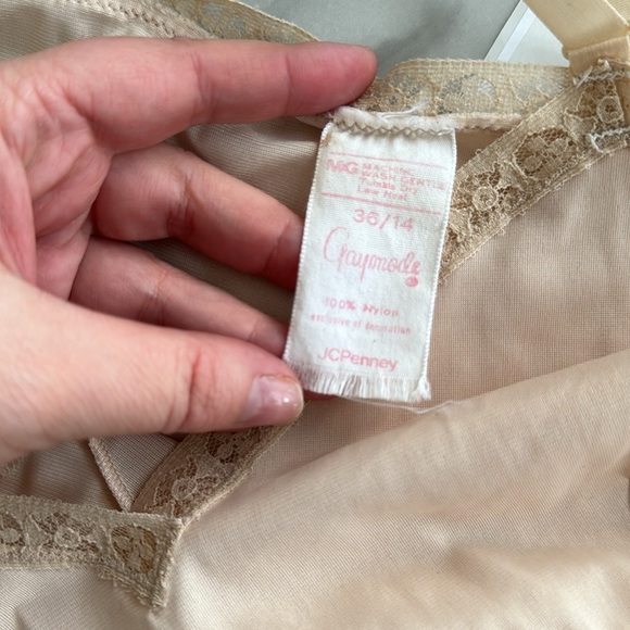 Vintage GayMode Full Length Tan Nylon Dress Slip Lingerie Chemise Size 36/14 - Picture 7 of 7